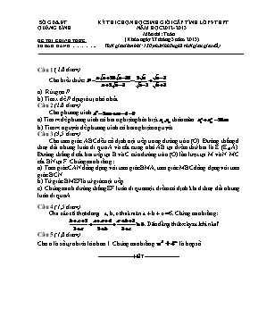 Đề thi chọn học sinh giỏi cấp tỉnh Quảng Bình lớp 9 THPT năm học 2012- 2013 môn thi Toán